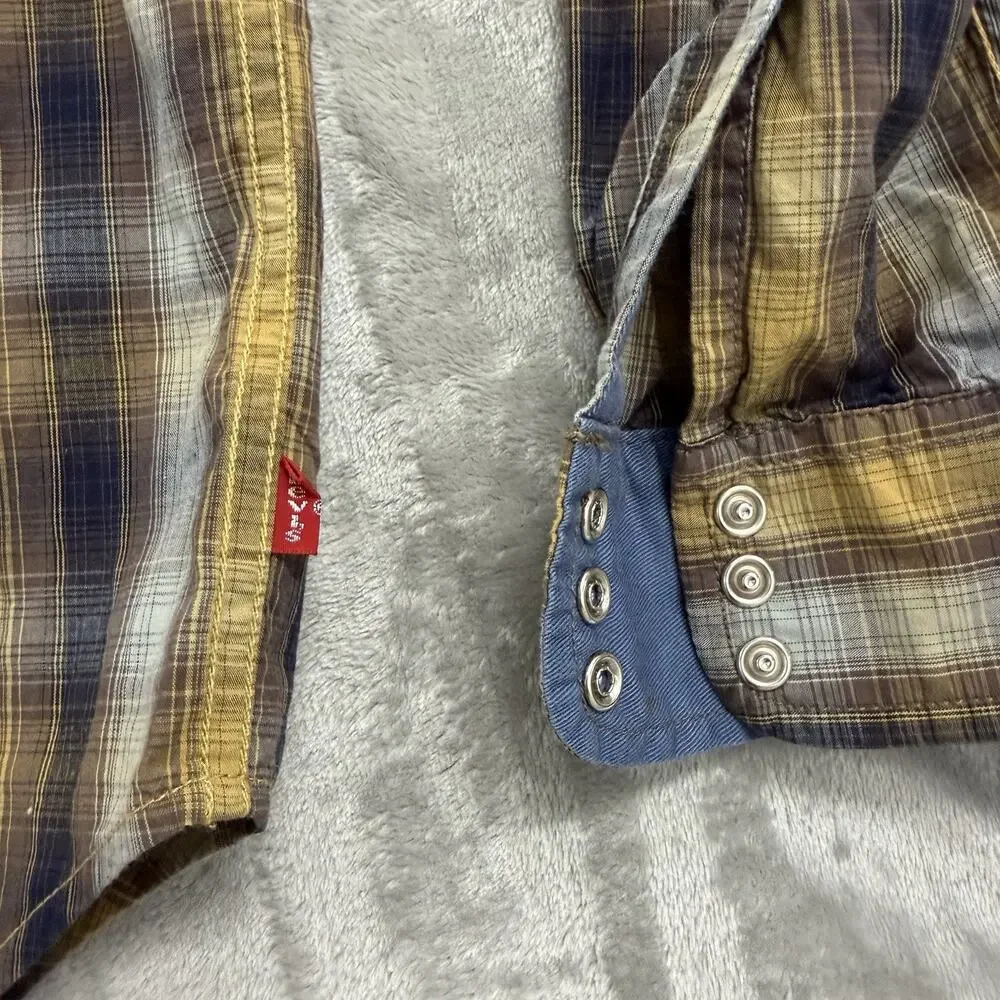 Levi's Authentic Jeanswear Men's Large Plaid Pearl Snap Western Shirt (Stain)